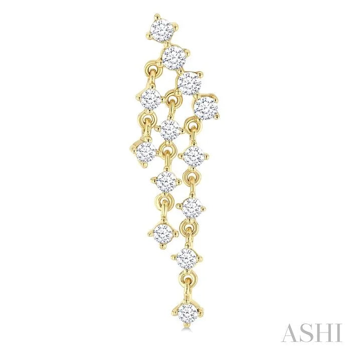 Round Shape Chandelier Diamond Earrings