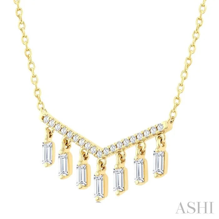 Emerald Shape Diamond Chandelier Fashion Necklace