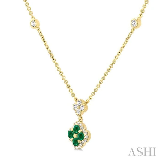 Clover Gemstone & Diamond Station Necklace