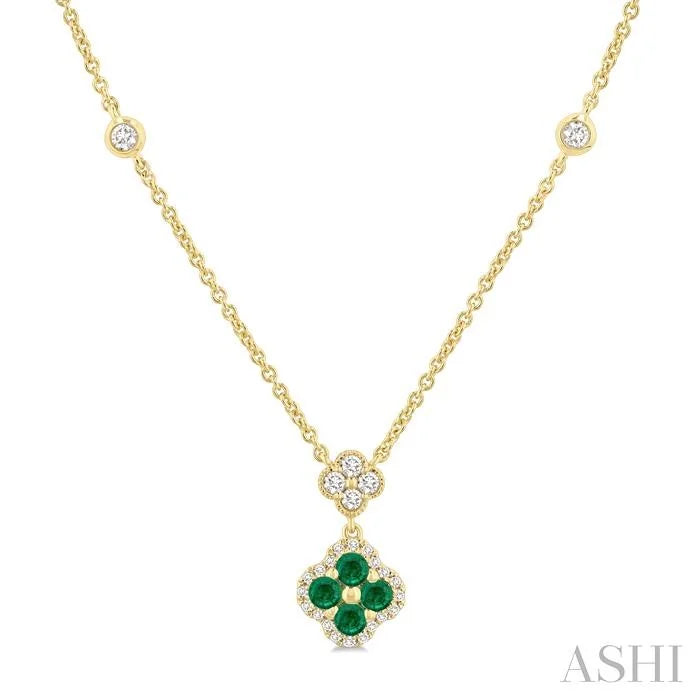 Clover Gemstone & Diamond Station Necklace