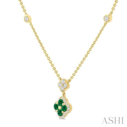 Clover Gemstone & Diamond Station Necklace
