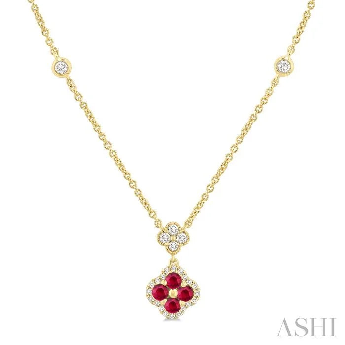 Clover Gemstone & Diamond Station Necklace