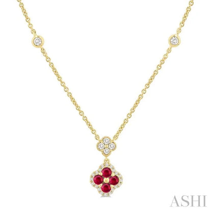 Clover Gemstone & Diamond Station Necklace
