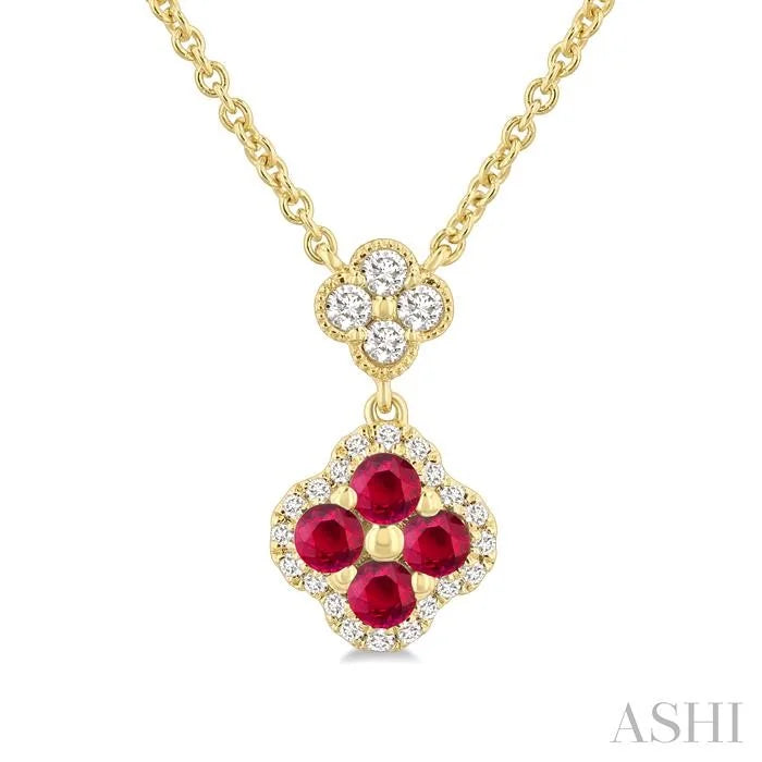 Clover Gemstone & Diamond Station Necklace