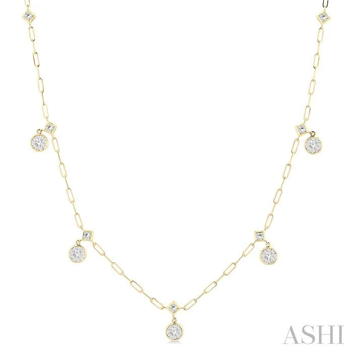 Lovebright Diamond Paperclip Station Necklace