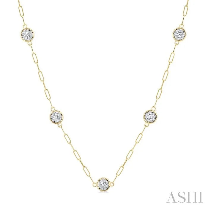 Lovebright Diamond Paperclip Station Necklace