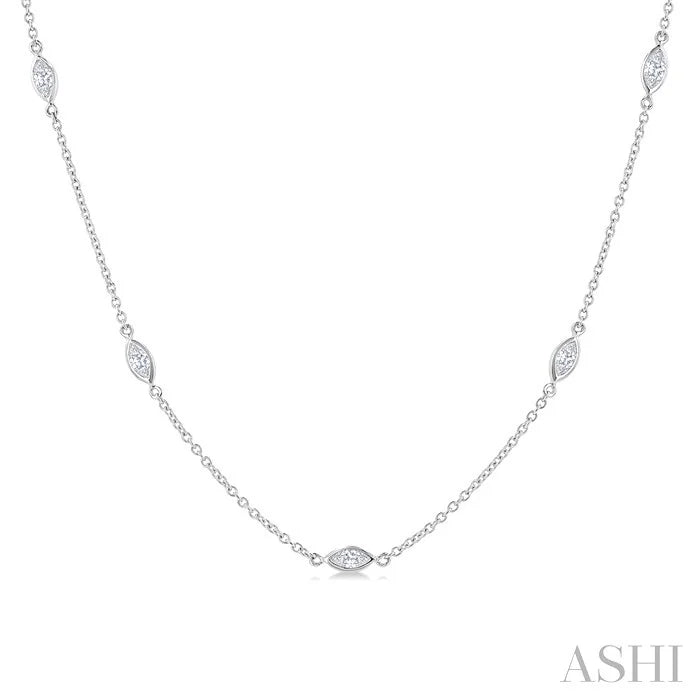 Marquise Shape Diamond Station Necklace