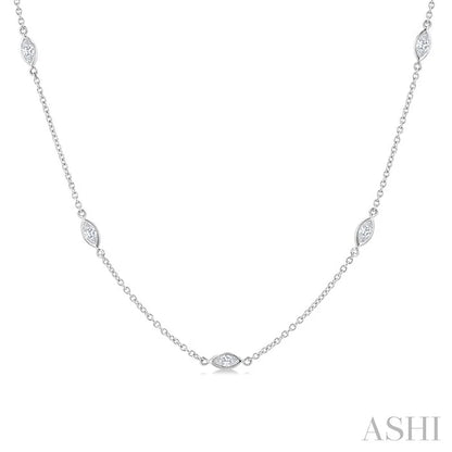 Marquise Shape Diamond Station Necklace