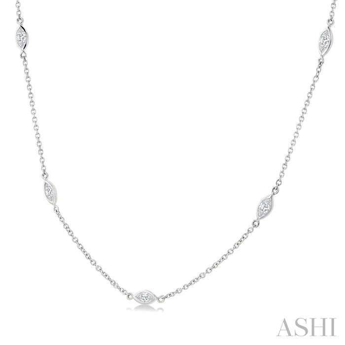 Marquise Shape Diamond Station Necklace