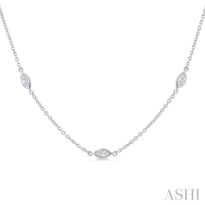 Marquise Shape Diamond Station Necklace