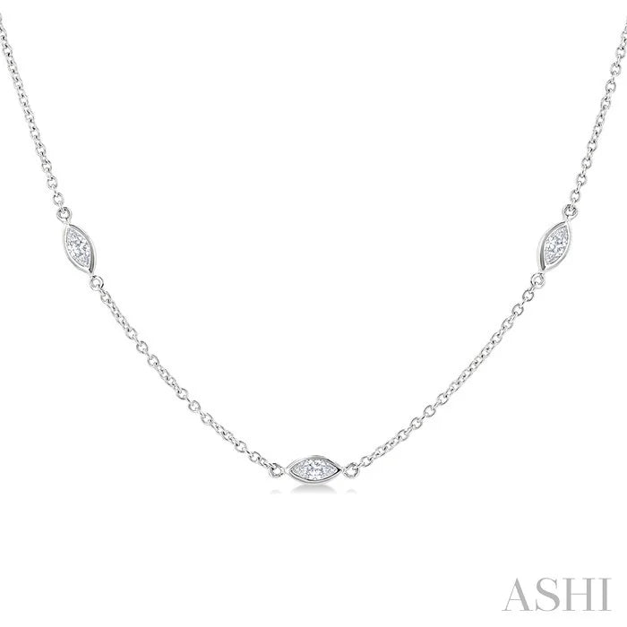 Marquise Shape Diamond Station Necklace