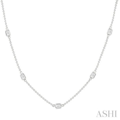Emerald Shape Diamond Station Necklace