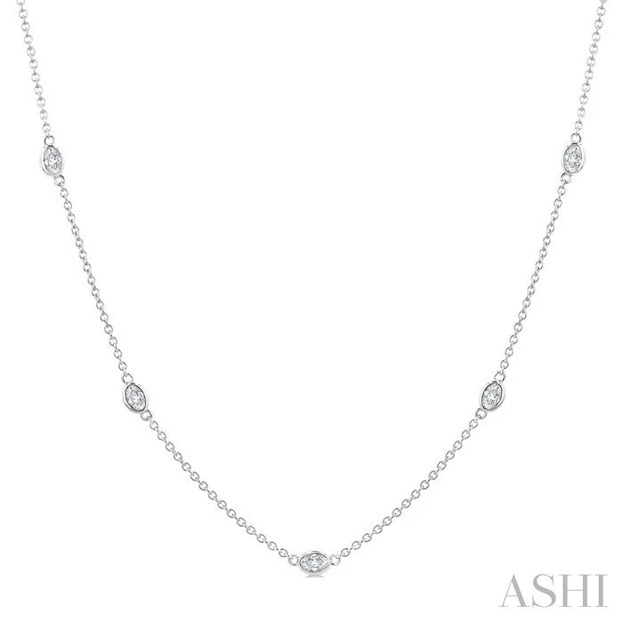 Oval Shape Diamond Station Necklace