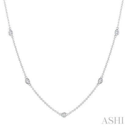 Oval Shape Diamond Station Necklace