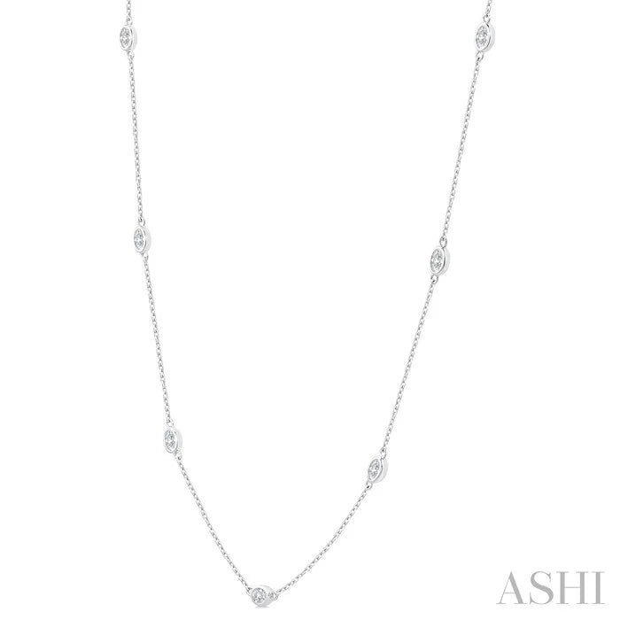 Oval Shape Diamond Station Necklace