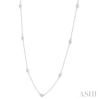 Oval Shape Diamond Station Necklace