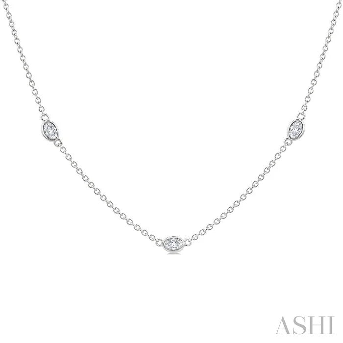 Oval Shape Diamond Station Necklace