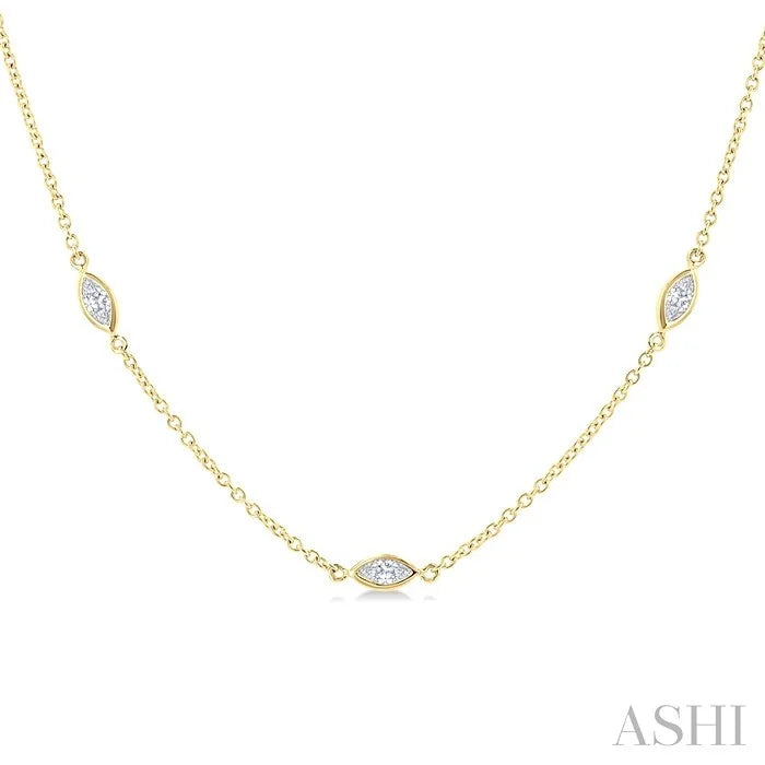 Marquise Shape Diamond Station Necklace