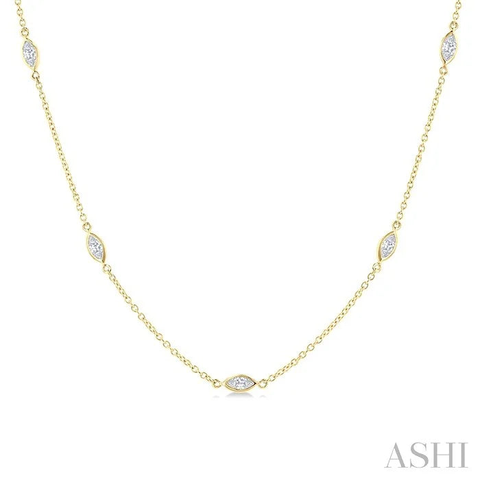 Marquise Shape Diamond Station Necklace