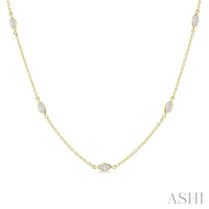 Marquise Shape Diamond Station Necklace