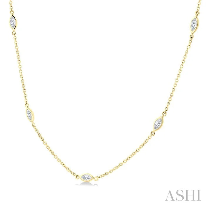 Marquise Shape Diamond Station Necklace