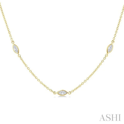 Marquise Shape Diamond Station Necklace