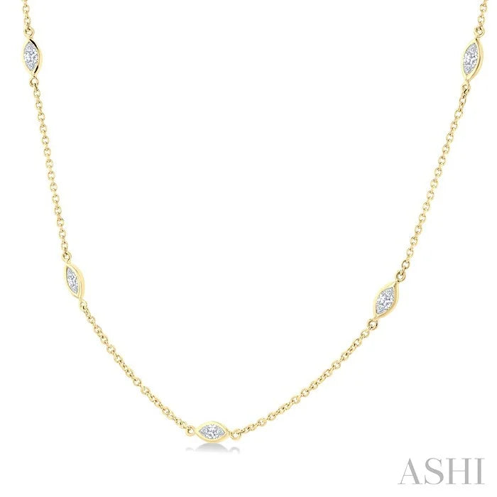 Marquise Shape Diamond Station Necklace