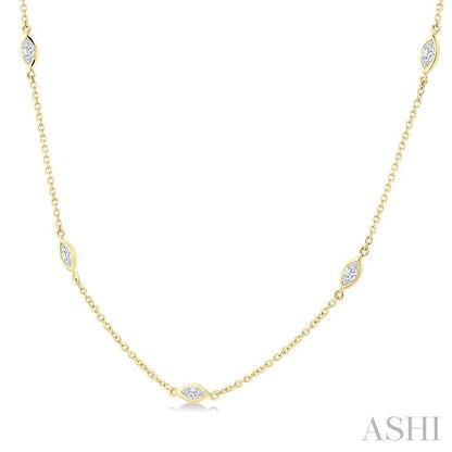 Marquise Shape Diamond Station Necklace