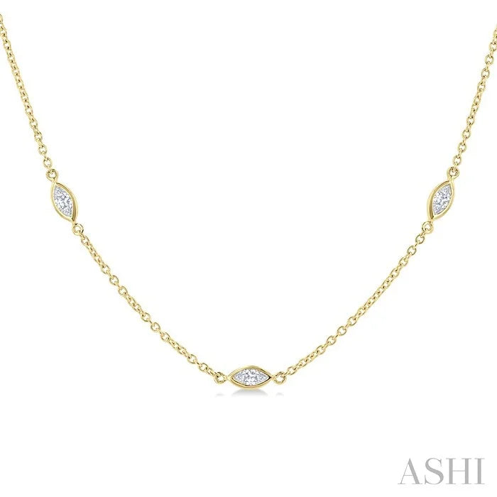 Marquise Shape Diamond Station Necklace