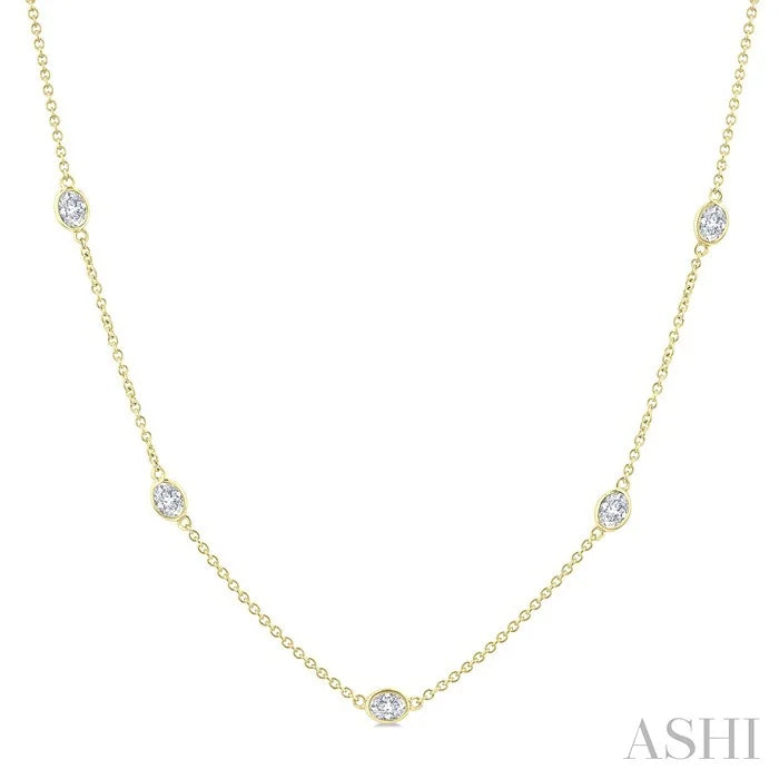 Oval Shape Diamond Station Necklace