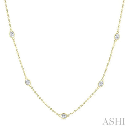 Oval Shape Diamond Station Necklace