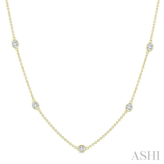 Oval Shape Diamond Station Necklace
