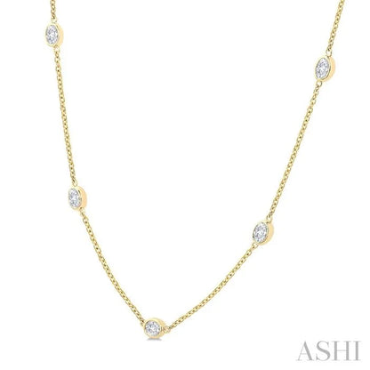 Oval Shape Diamond Station Necklace