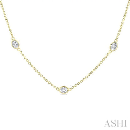 Oval Shape Diamond Station Necklace