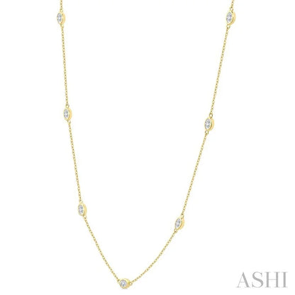 Oval Shape Diamond Station Necklace