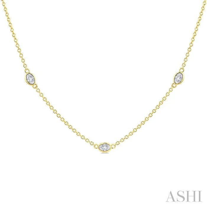Oval Shape Diamond Station Necklace