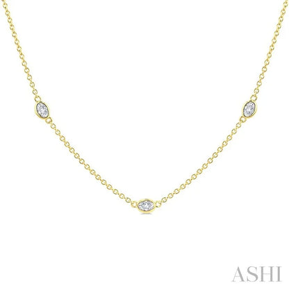 Oval Shape Diamond Station Necklace