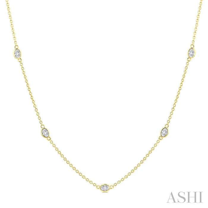 Oval Shape Diamond Station Necklace