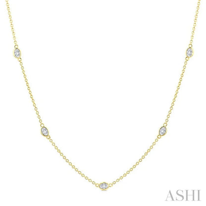 Oval Shape Diamond Station Necklace