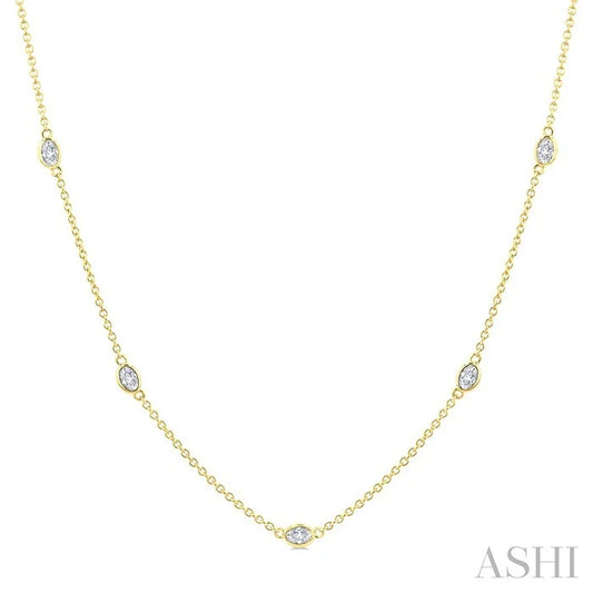 Oval Shape Diamond Station Necklace