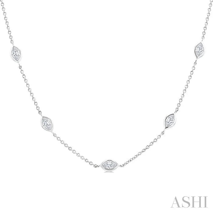 Marquise Shape Diamond Station Necklace