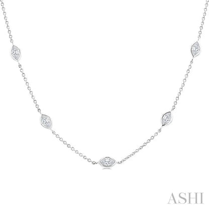 Marquise Shape Diamond Station Necklace