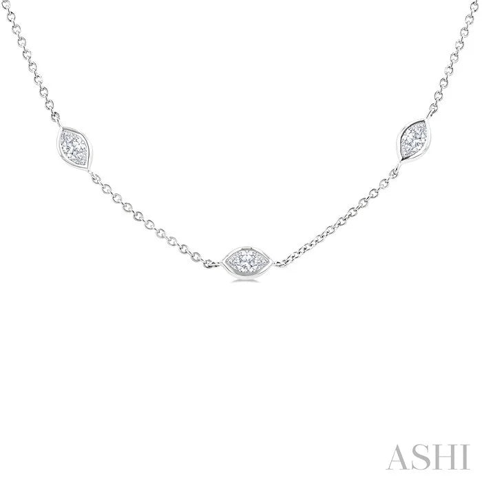 Marquise Shape Diamond Station Necklace