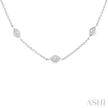 Marquise Shape Diamond Station Necklace