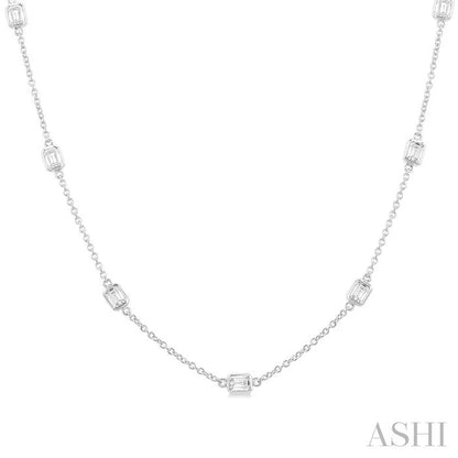 Emerald Shape Diamond Station Necklace