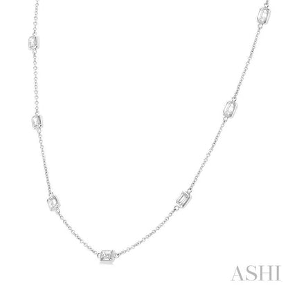 Emerald Shape Diamond Station Necklace