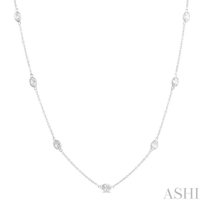Oval Shape Diamond Station Necklace