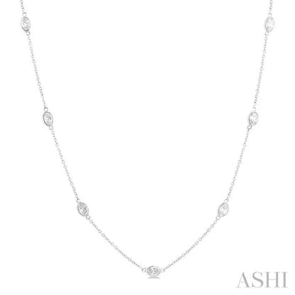 Oval Shape Diamond Station Necklace