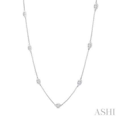 Oval Shape Diamond Station Necklace