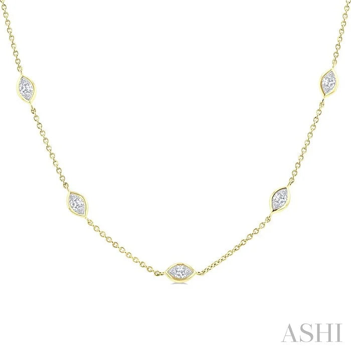 Marquise Shape Diamond Station Necklace